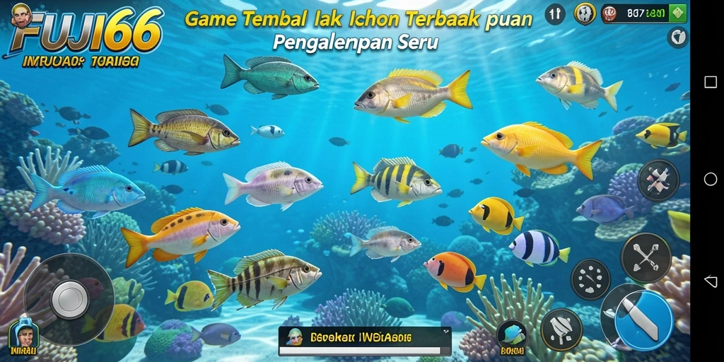 Screenshot FUJI66 menampilkan aksi seru menembak ikan di dalam laut.