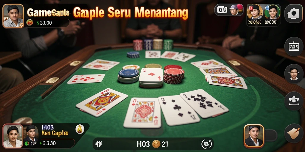 Tampilan gameplay H03 yang menegangkan dalam permainan Gaple.