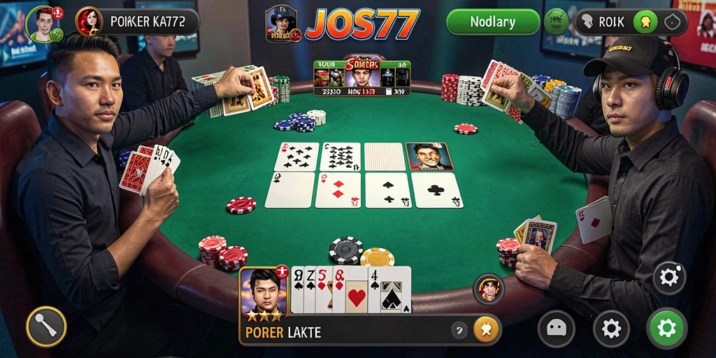 Tampilan gameplay seru JOS77 dengan berbagai fitur poker.