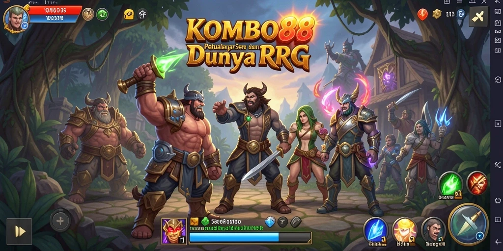 Screenshot gameplay menampilkan aksi pertempuran yang seru dan karakter yang beragam.
