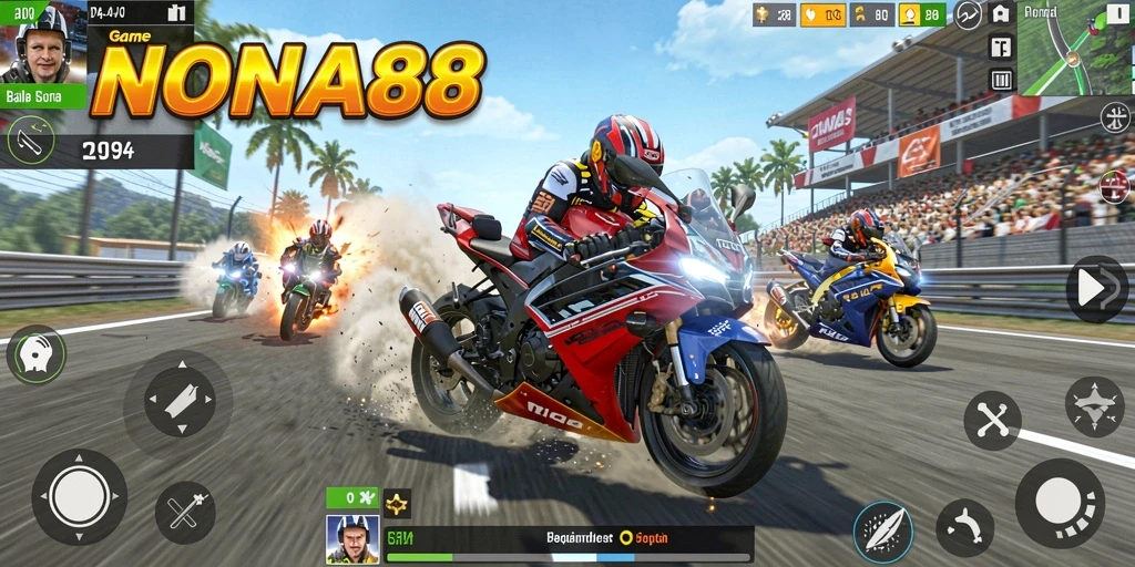 Gameplay NONA88 yang seru dan menegangkan saat balapan.